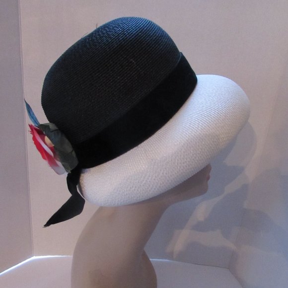 SALE Vintage Hat Lampshade Style Black White Red Rose main image 10